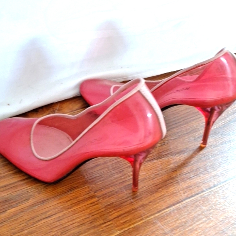Rochas Women's Pink Plastic Vintage Shoes Made In Italy